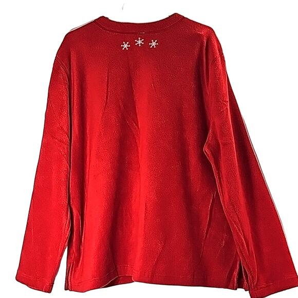 NWT Womens 2X Red Snow Flake Mittens Appliques Fleece Premier Cardigan - Picture 2 of 13